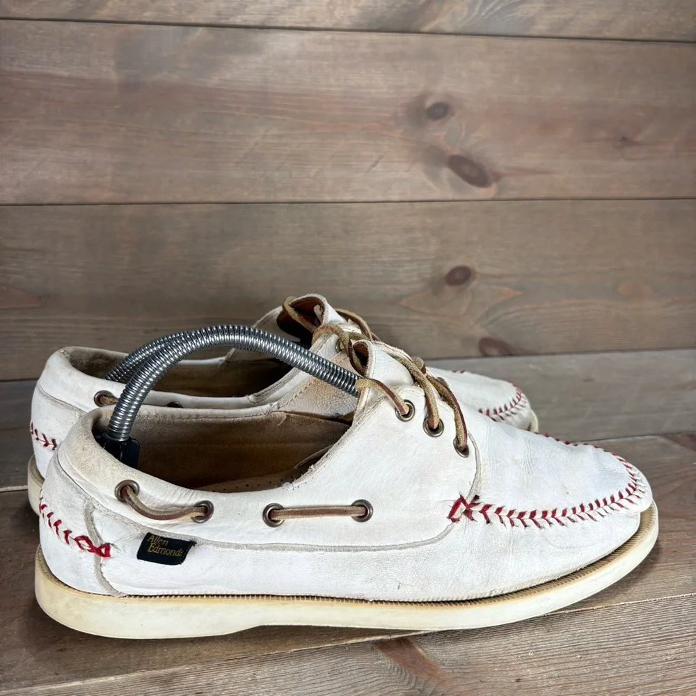 Allen Edmonds fastball mens size 9 shoes white leather comfort boat shoes